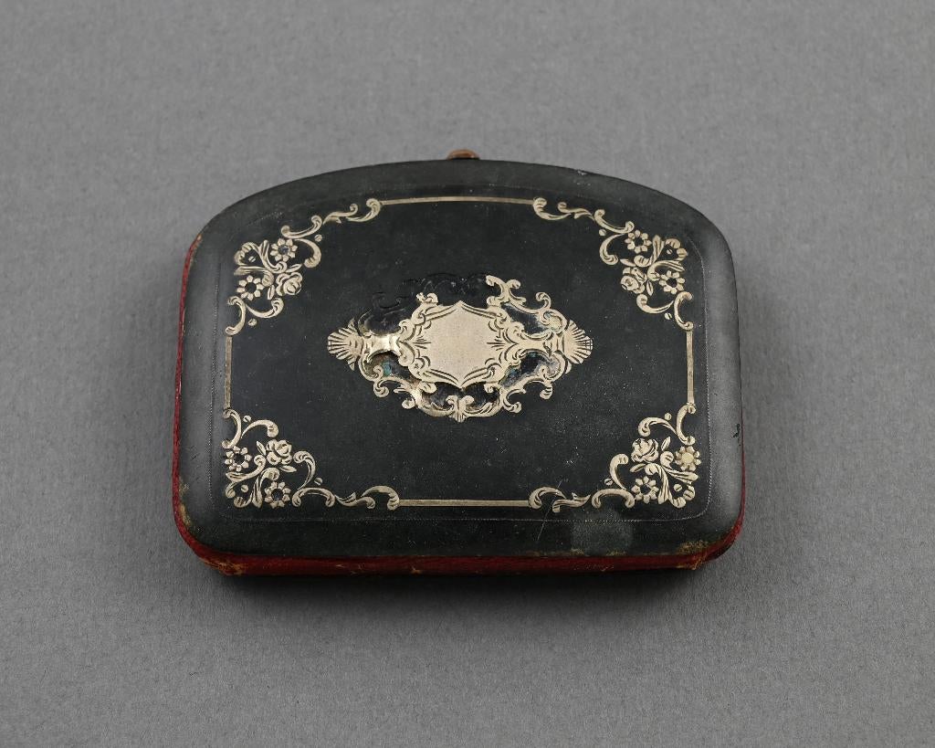 antieke portemonnee ingelegd zilver / celluloid, Antiek en Kunst, Verzenden, Zilver