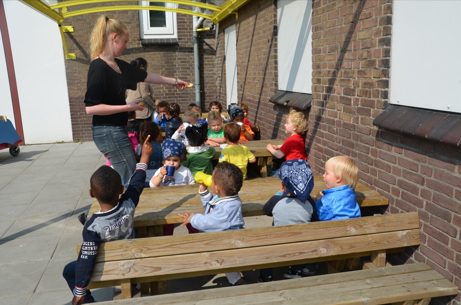 Professionele Kinder Picknickbankjes - Mekano Kwaliteit, Kinderpicknicktafel, Gebruikt, Ophalen of Verzenden, Rechthoekig