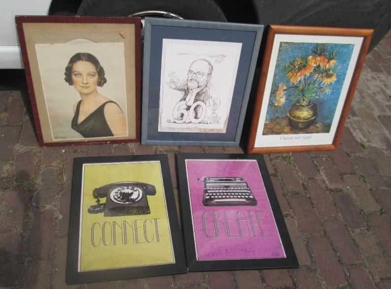 5 Prima Retro Houten Fotolijsten - 53x43, Audio, Tv en Foto, Fotografie | Fotolijsten, Ophalen of Verzenden, Zo goed als nieuw