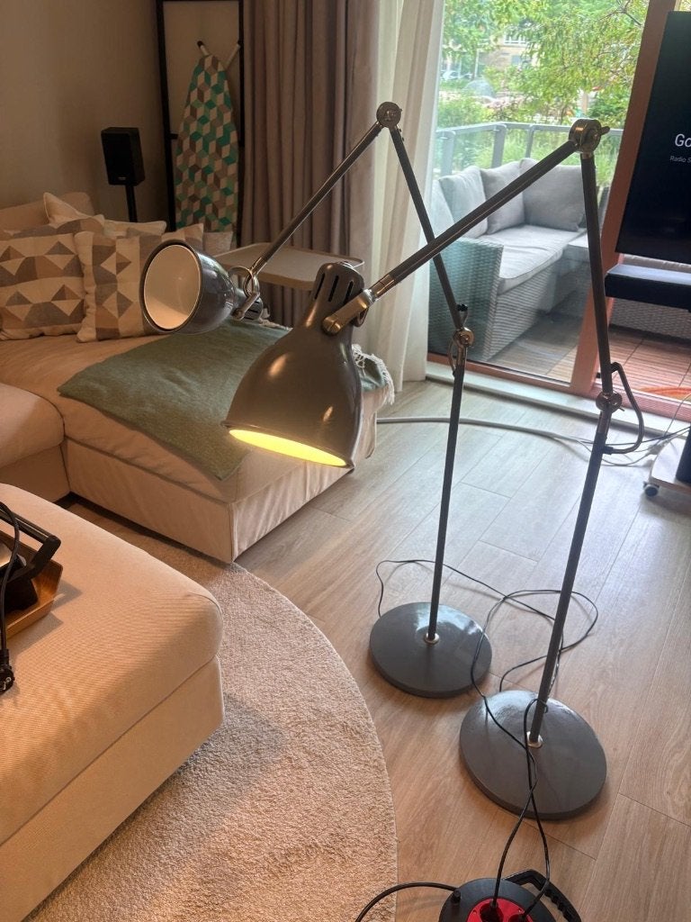 2x IKEA ARÖD vloerlamp / leeslamp – €50, Ophalen, Zo goed als nieuw, Metaal, 150 tot 200 cm