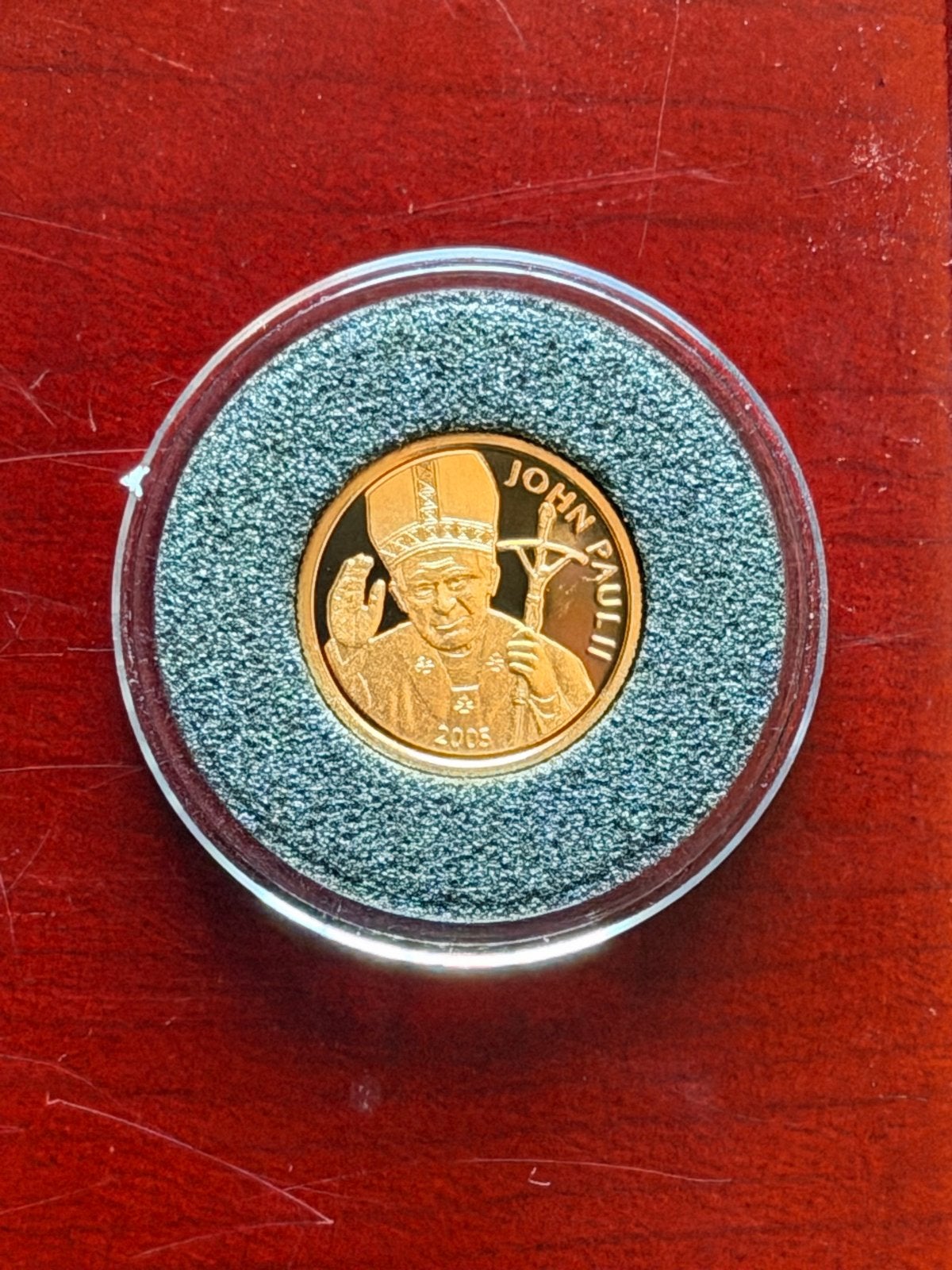 Gouden Paus Johannes Paulus II munt 2005 - Samoa, Ophalen of Verzenden, Midden-Oosten, Losse munt, Goud