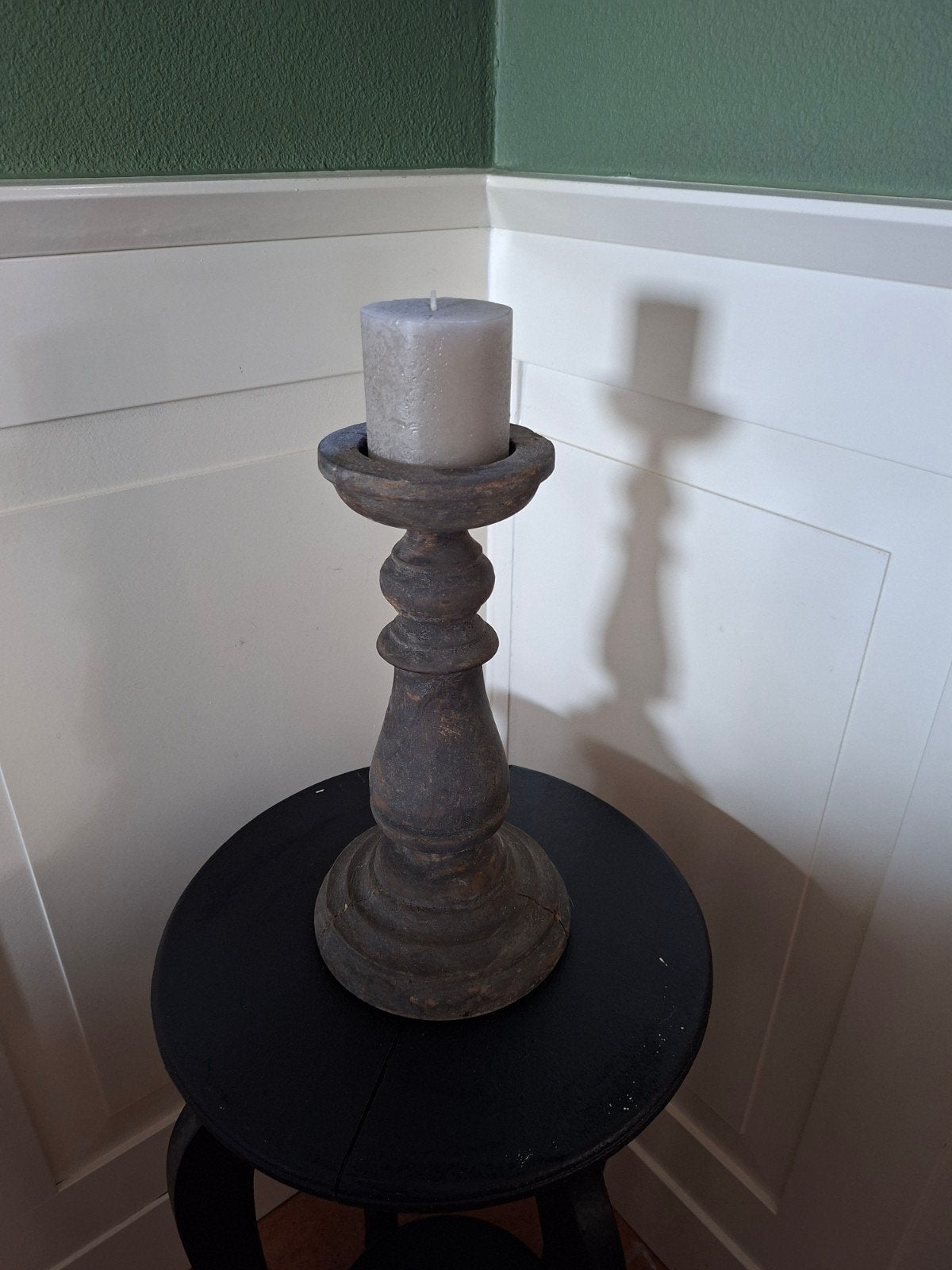 Rustieke houten kandelaar, Ophalen
