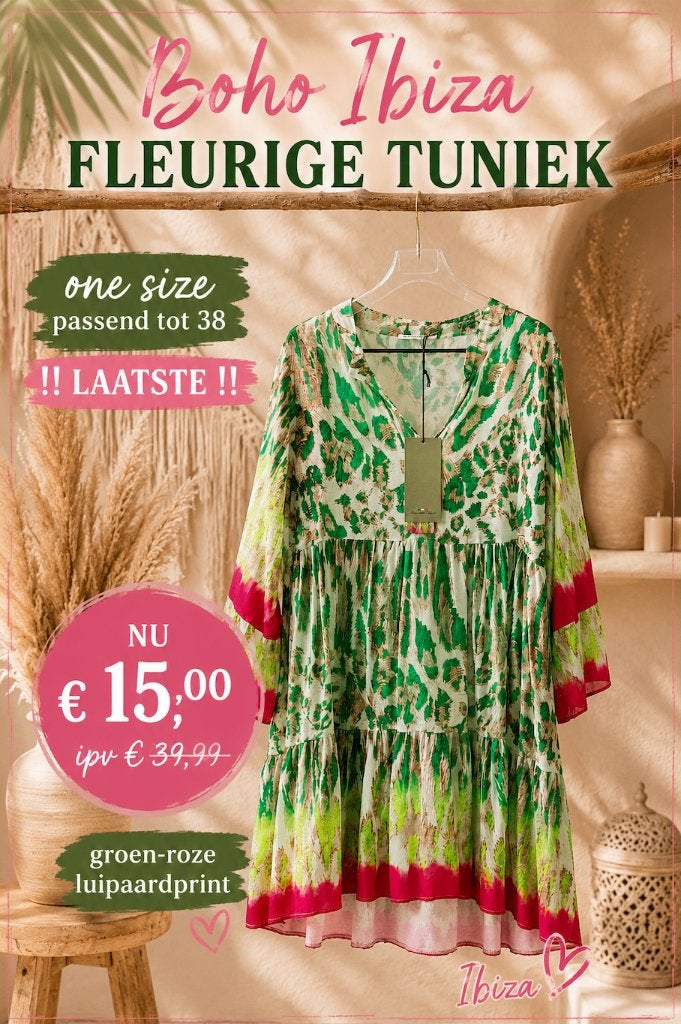 Boho ibiza fleurige tuniek one size passend tot 38 LAATSTE, Maat 38/40 (M), Nieuw, Ophalen of Verzenden, Roze