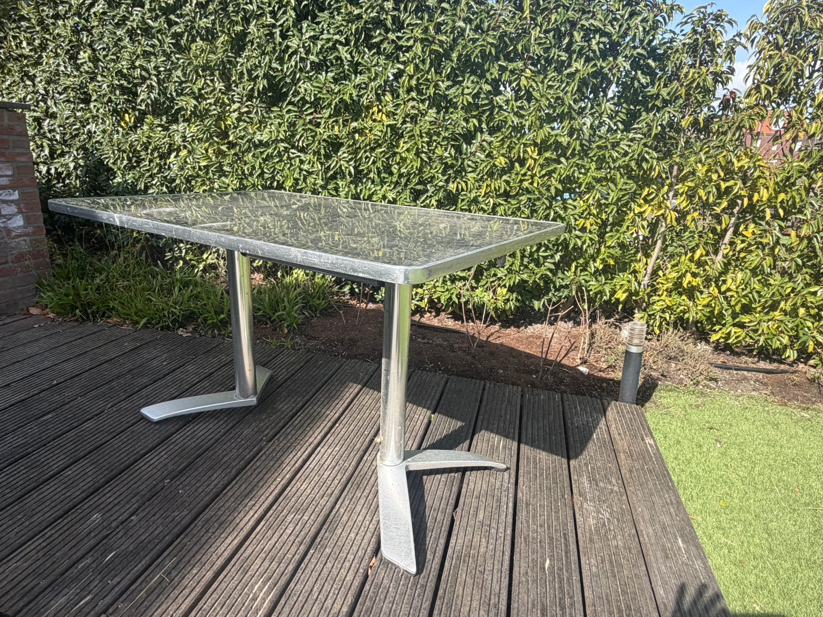 tuintafel 120-80 cm 75 cm hoog 2Stuks, Ophalen, Gebruikt, Rechthoekig, Aluminium