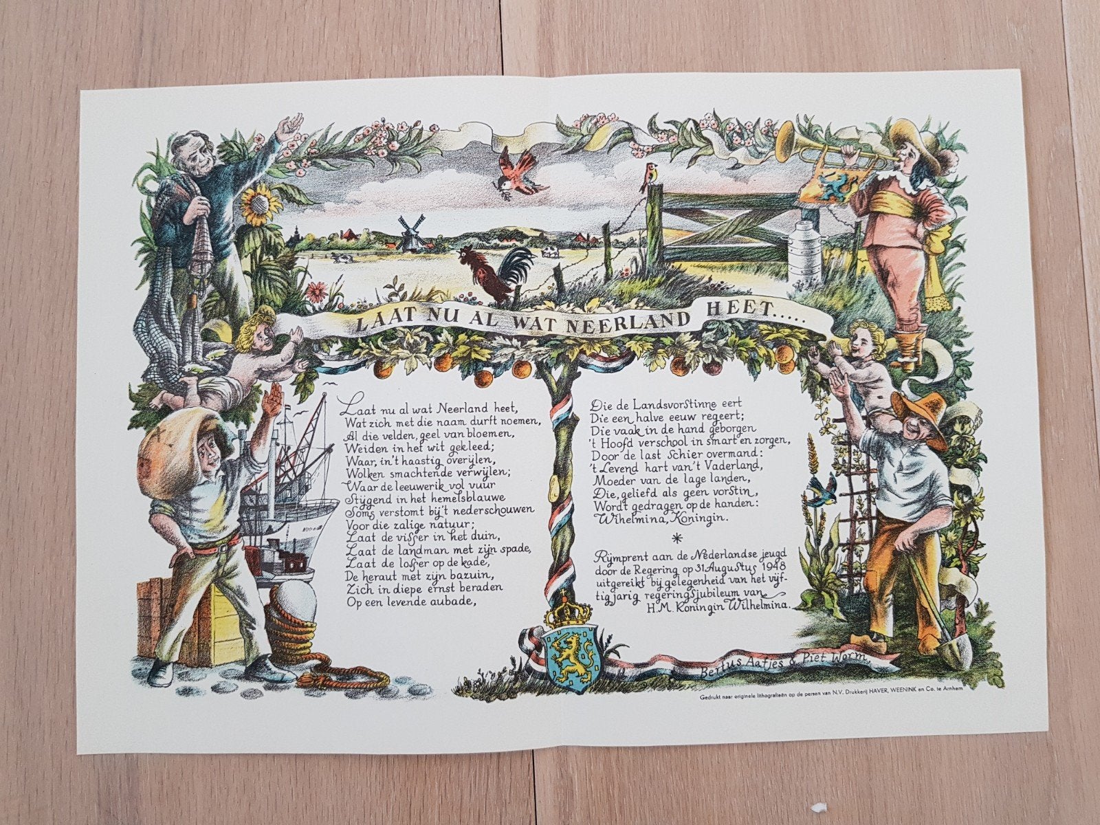 Rijmprent aan de Nederlandse jeugd door de Regering 1948, Verzamelen, Ophalen of Verzenden