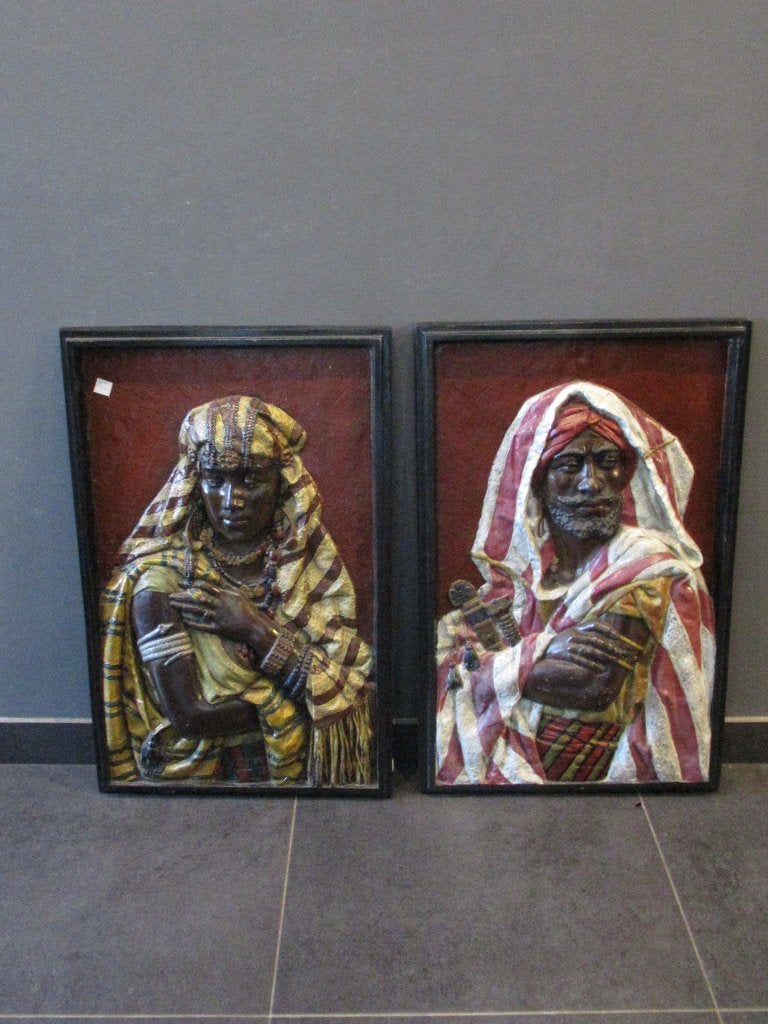 L. hottot plaquettes arab brons art deco, Handgemaakt, Art deco, Beeld, Meerkleurig