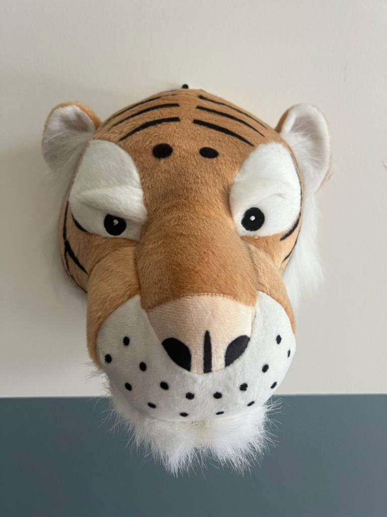Leuke tijgerkop wanddecoratie voor kinderkamer, Ophalen of Verzenden, Zo goed als nieuw, Wanddecoratie