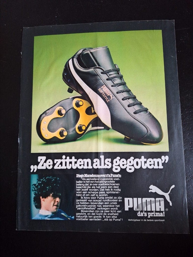 Oude advertentie/affiche Diego Maradona (2), Verzamelen, Ophalen of Verzenden, Gebruikt, Buitenlandse clubs, Poster, Plaatje of Sticker