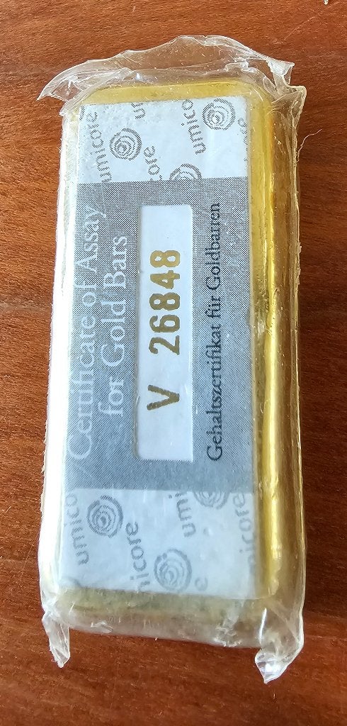 250 gram .999 fijn goud Umicore, Postzegels en Munten, Edelmetalen en Baren, Ophalen, Goud