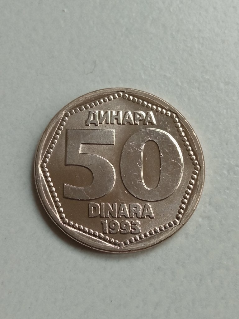 Joegoslavië 50 dinar 1993., Ophalen of Verzenden, Joegoslavië, Losse munt