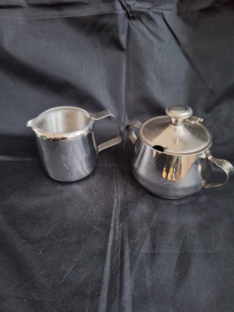 Vintage Stanley Steel Suiker - en Melk Set, Ophalen, Overige typen, Stanley, Zilver