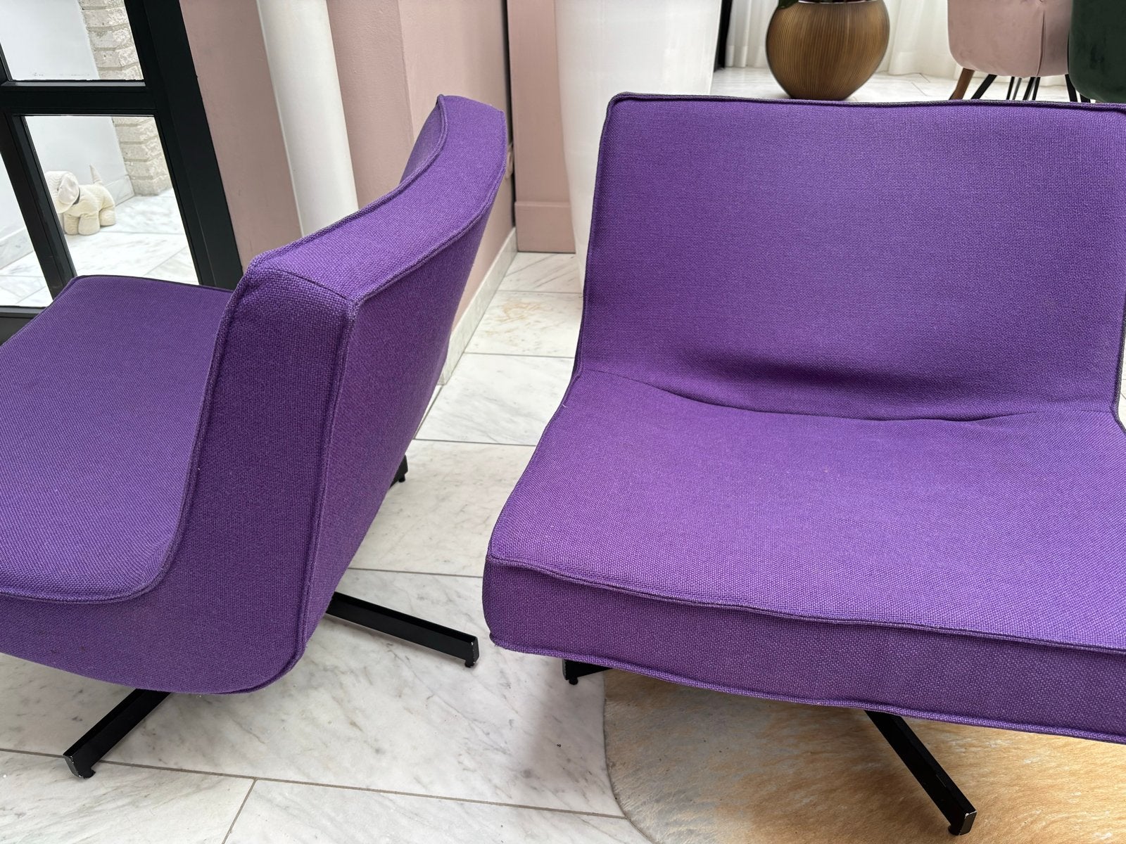 Harvink Editie-do Draaifauteuil - Paars (2x), Ophalen, 75 tot 100 cm, Zo goed als nieuw, Stof