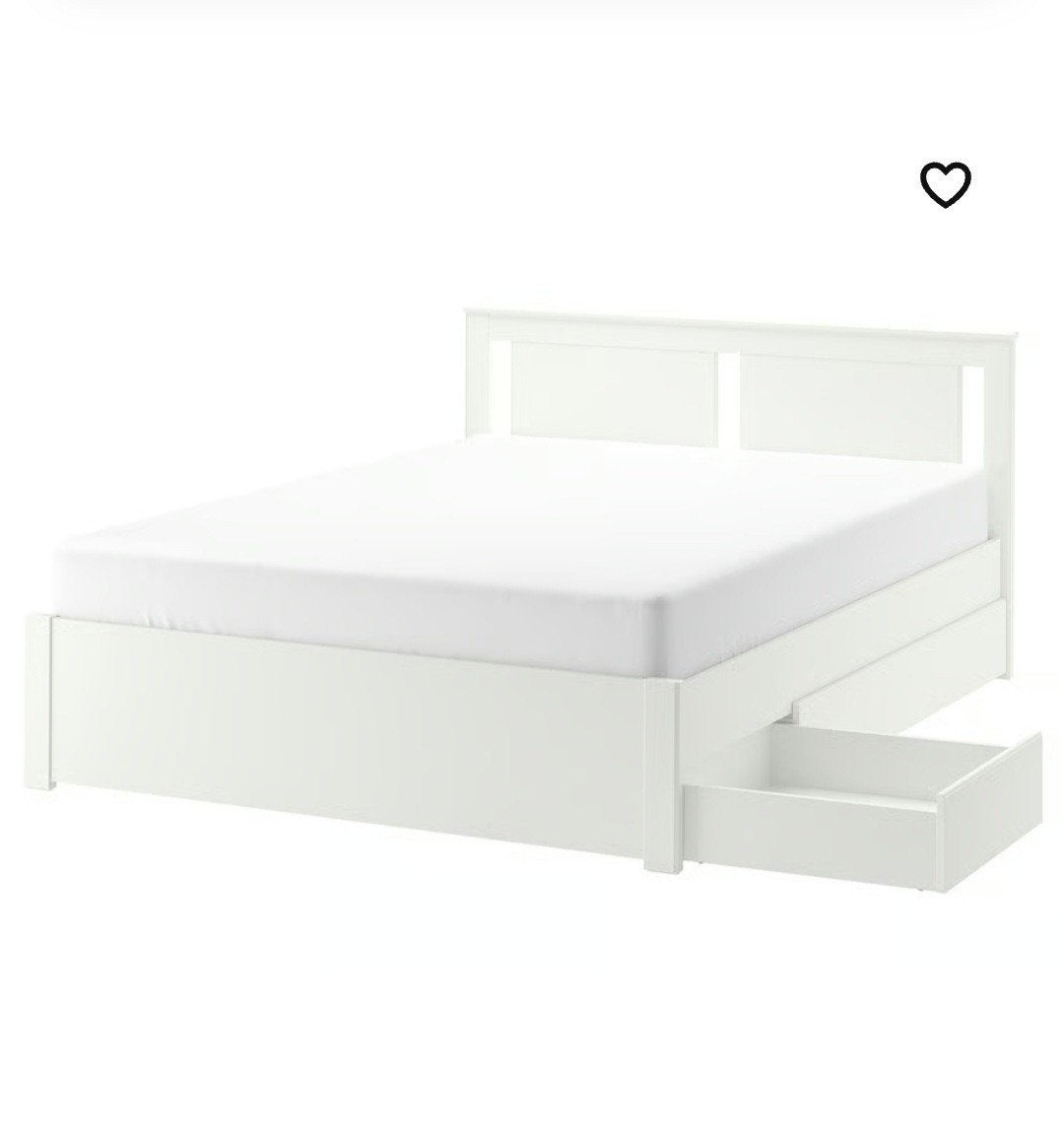 IKEA SONGESAND Bedframe met 2 bedlades, wit, 140x200 cm, Ophalen, Modern, functioneel, Wit, Tweepersoons