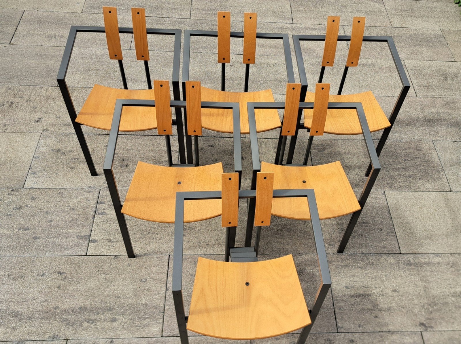 6 German KFF trix stoelen, Ophalen, Grijs, Hout, Vijf, Zes of meer stoelen