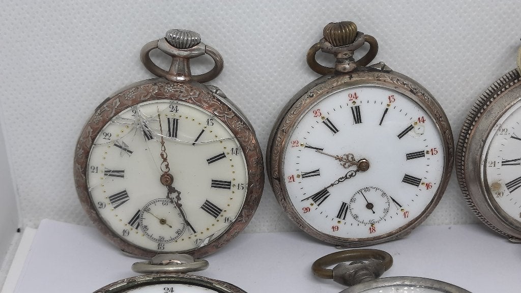 Partij Antieke 800 Zilver Zakhorloges voor Reparatie, Ophalen of Verzenden, Gebruikt