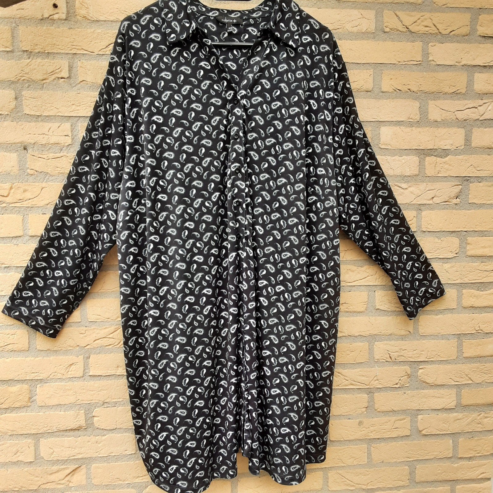 Zwarte tuniek/jurk Paisley print blauw/wit Colletta maat 54, Colletta, Blauw, Blouse of Tuniek, Ophalen of Verzenden