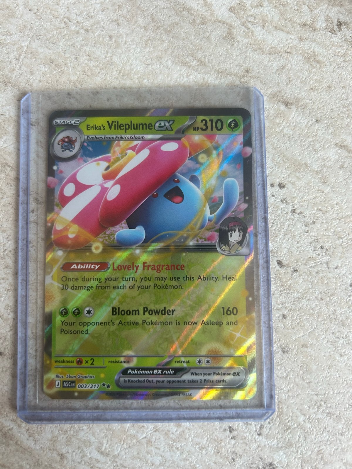 Erika's Vileplume GX Pokemon Kaart ASC 003, Ophalen of Verzenden, Zo goed als nieuw, Losse kaart