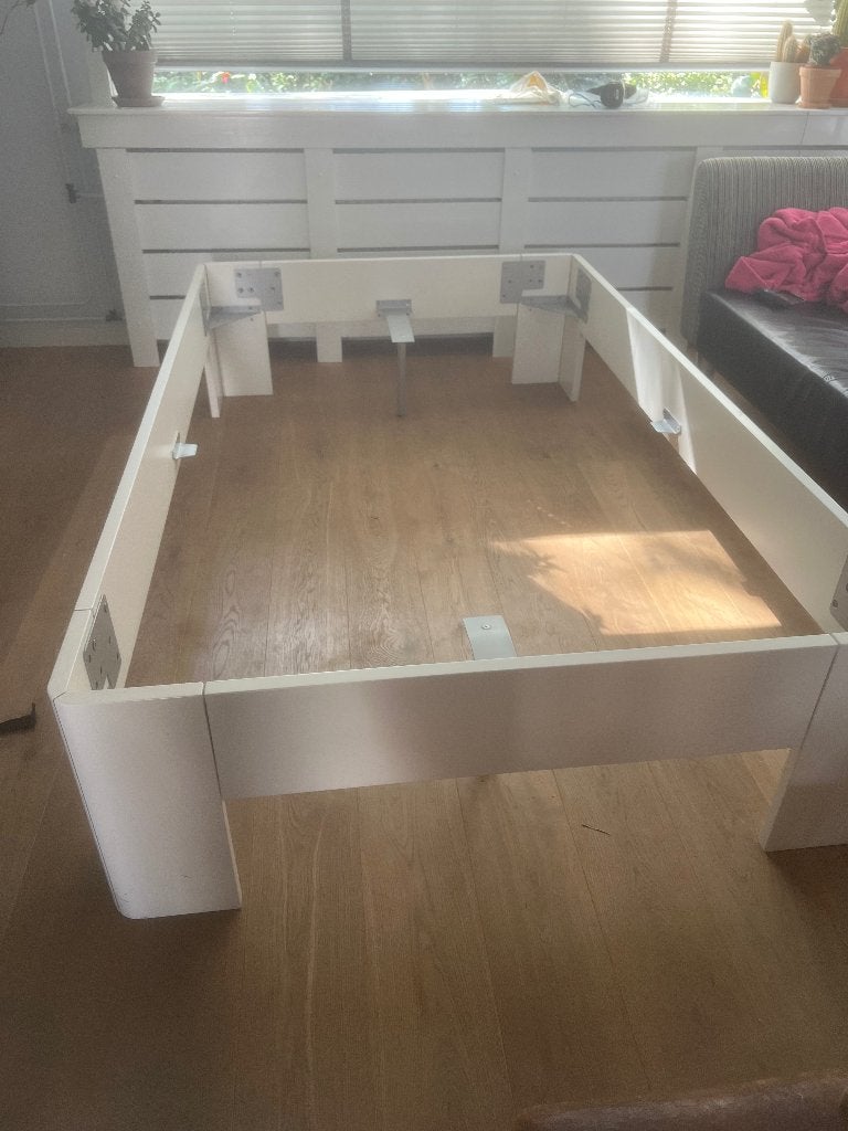 Stevige Beterbed 120x200 ombouw inc Bossflex 400 bodem, Ophalen, Gebruikt, Wit, Twijfelaar