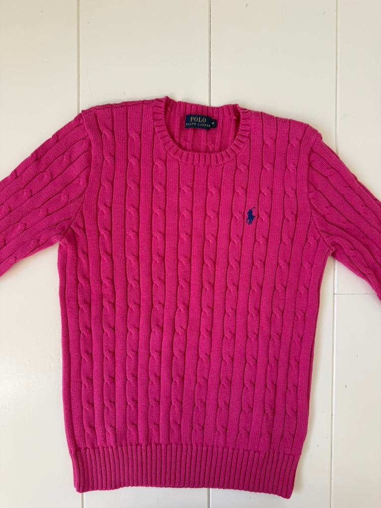 Roze kabeltrui van Ralph Lauren maat M ZGAN!, Ophalen of Verzenden, Zo goed als nieuw, Maat 38/40 (M), Roze