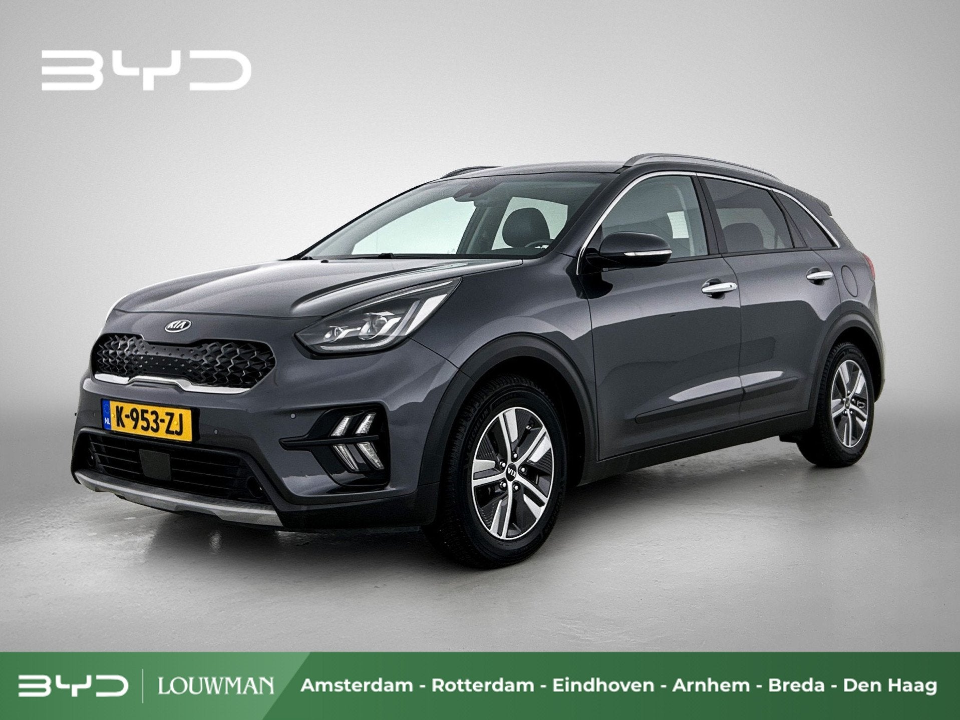 Kia Niro 1.6 GDi Hybrid DynamicPlusLine | Trekhaak | Leder |, Gebruikt, 1390 kg, SUV of Terreinwagen, Zilver of Grijs