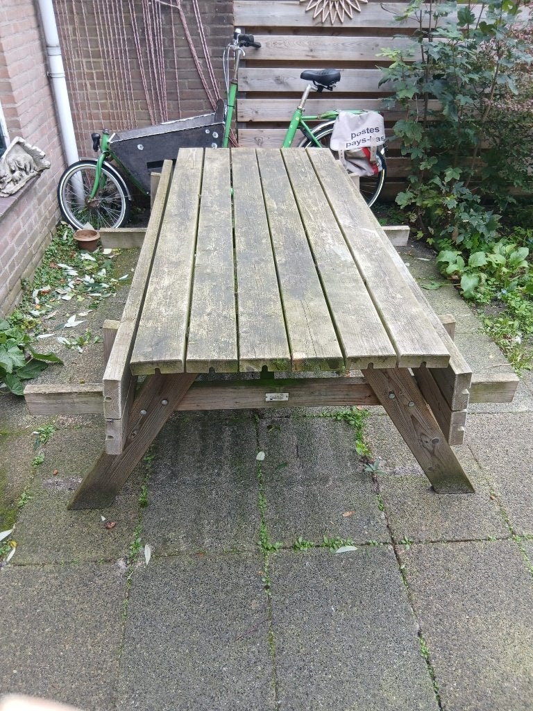 Stevige picknicktafel, Ophalen, Gebruikt, Rechthoekig, Hout