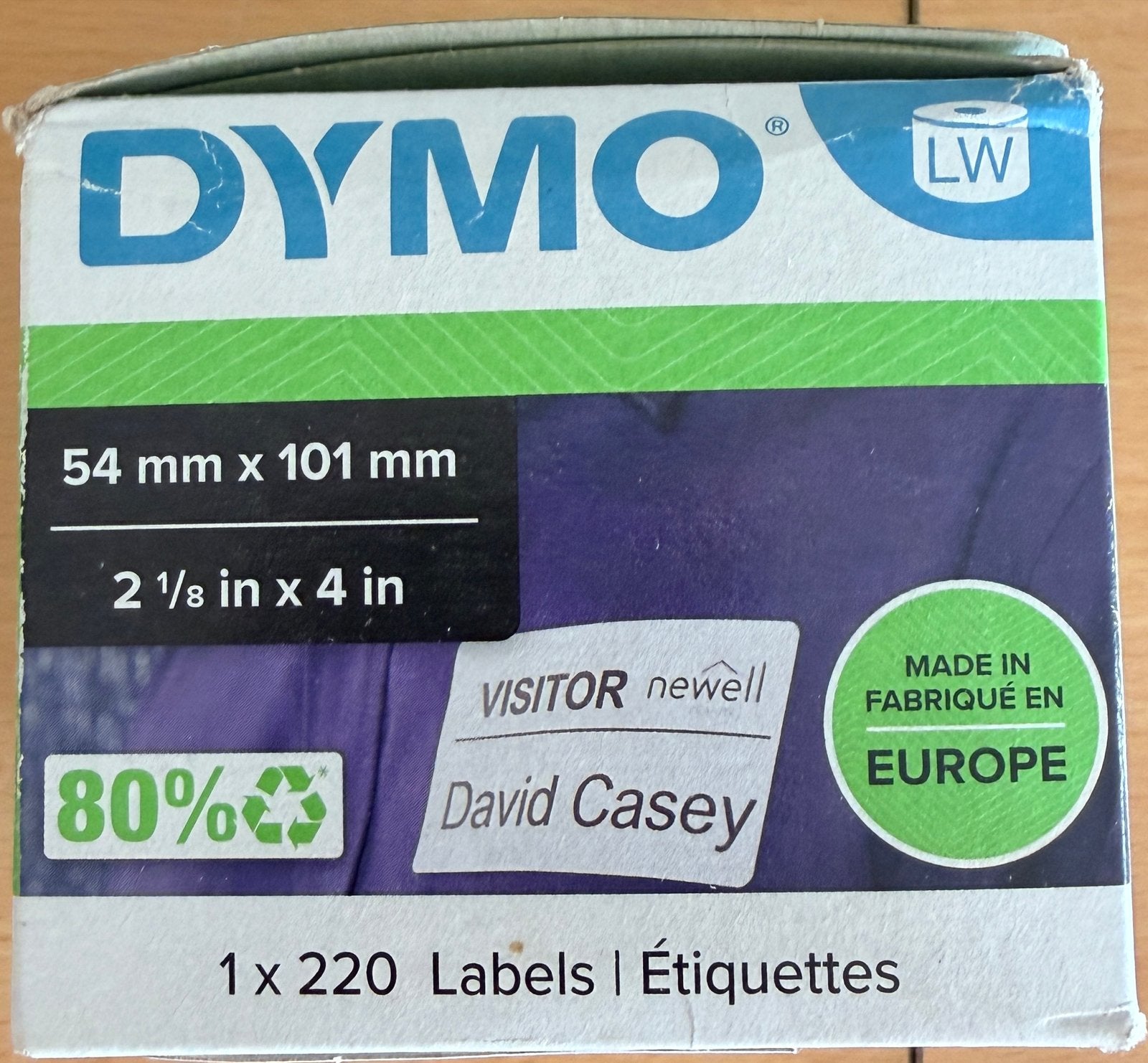 Dymo LW verzend-/naambadge-etiketten 54x101mm (220 stuks), Ophalen of Verzenden, Nieuw