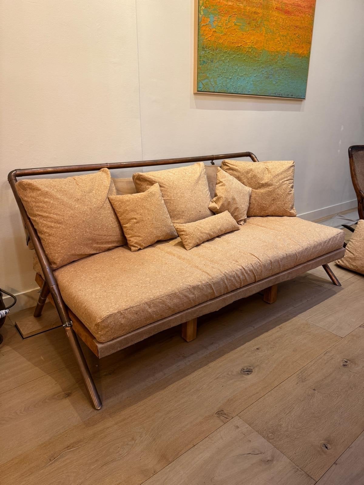 Design slaapbank Malee Whitcraft - Koper & Hout, Huis en Inrichting, Ophalen, Gebruikt, Eenpersoons, 100 tot 125 cm