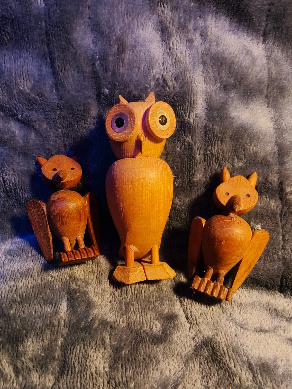 Set van 3 houten uilen - 12 cm en 7 cm hoog, Ophalen of Verzenden
