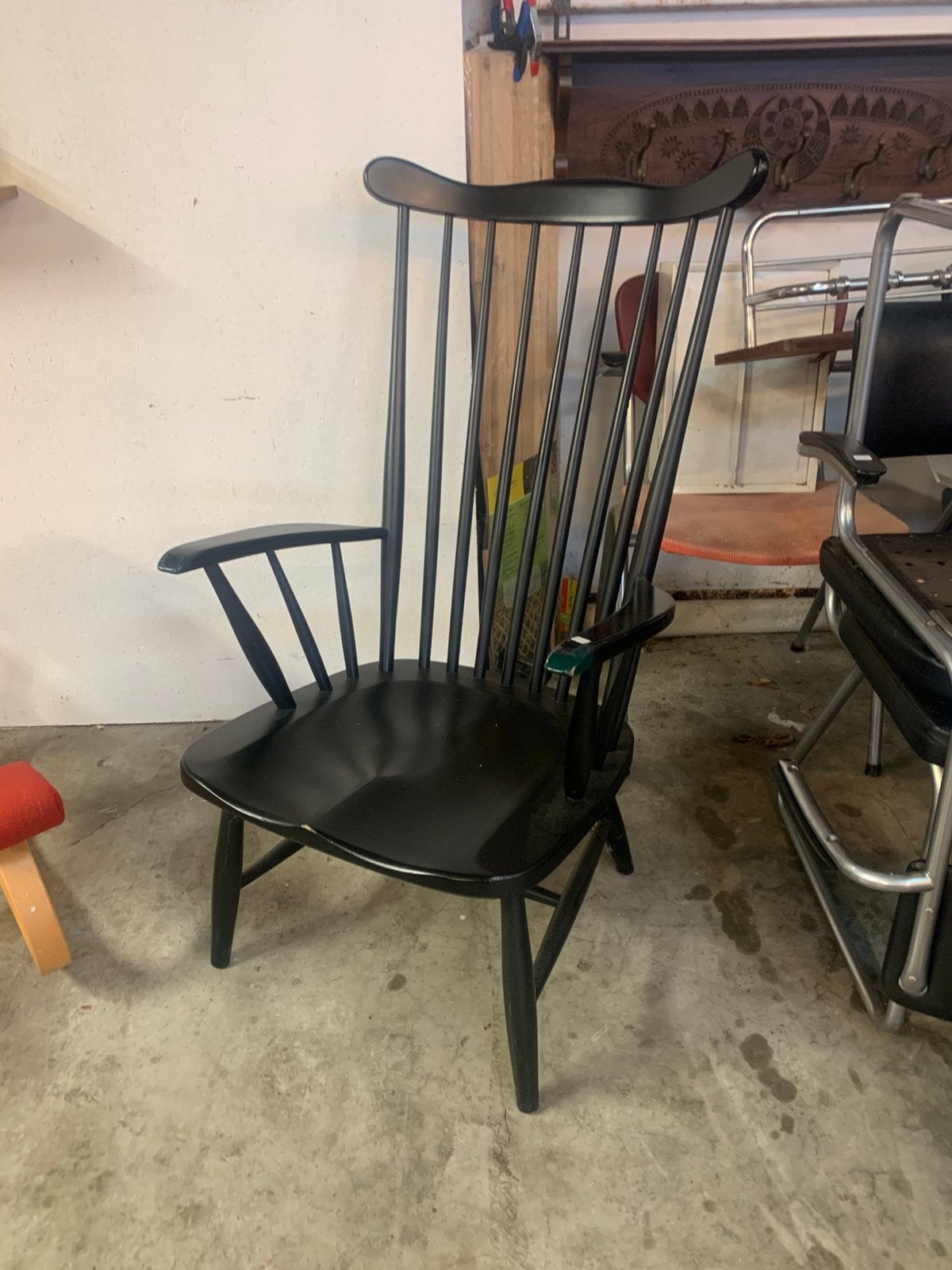 Fauteuil mooie zwarte spijlen fauteuil Pastoe jaren 60., Ophalen of Verzenden