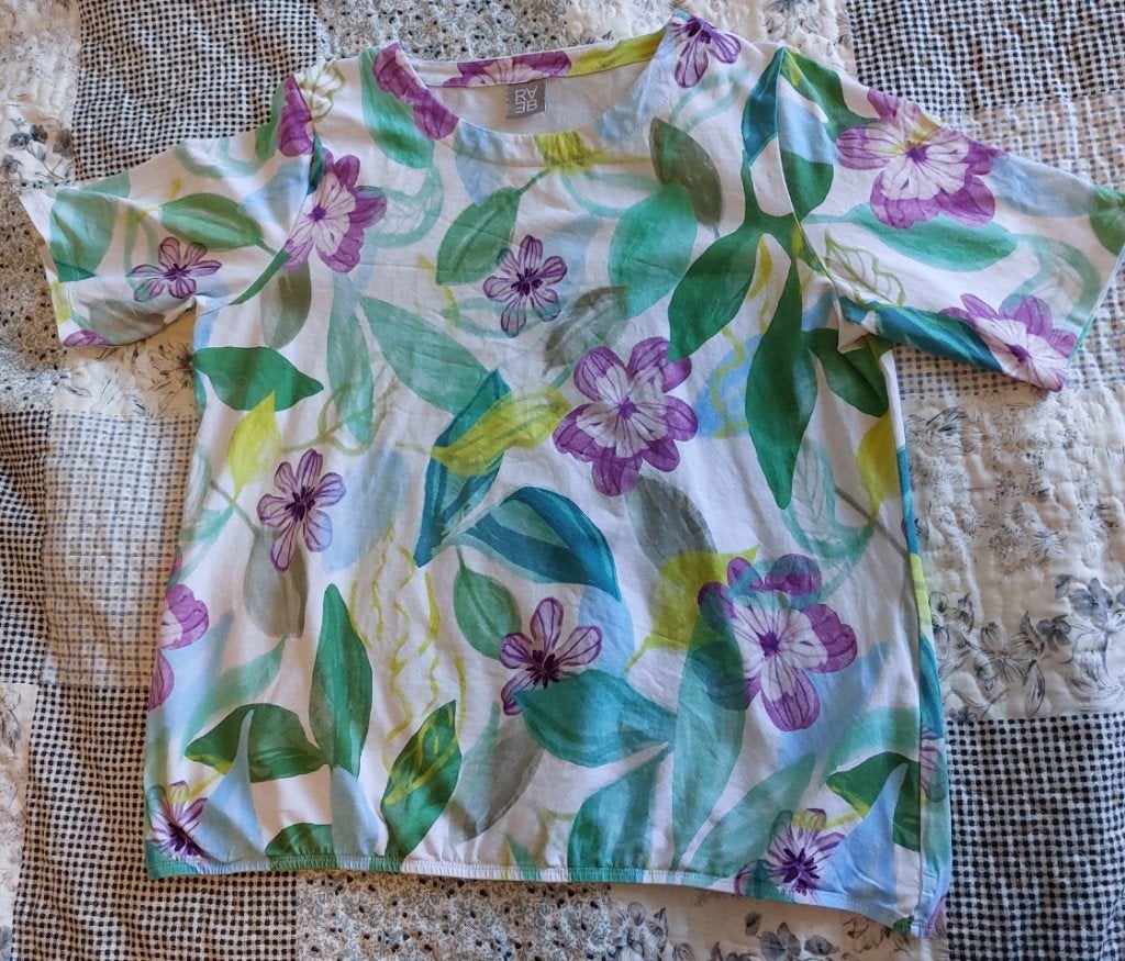T-Shirt Blouson Rabe maat 44 Groen Paars Wit korte mouw, Rabe, Geel, Maat 42/44 (L), Ophalen of Verzenden