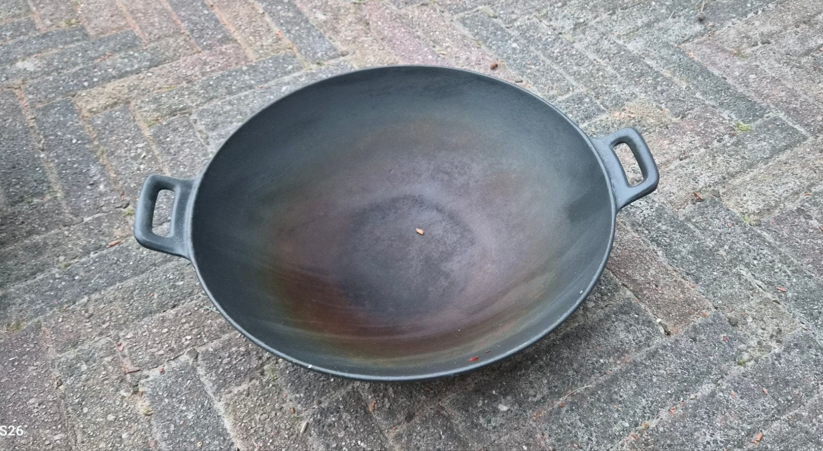 Gietijzeren wok- 34,5 cm diameter, Ophalen of Verzenden, Zwart, Metaal, Overige typen