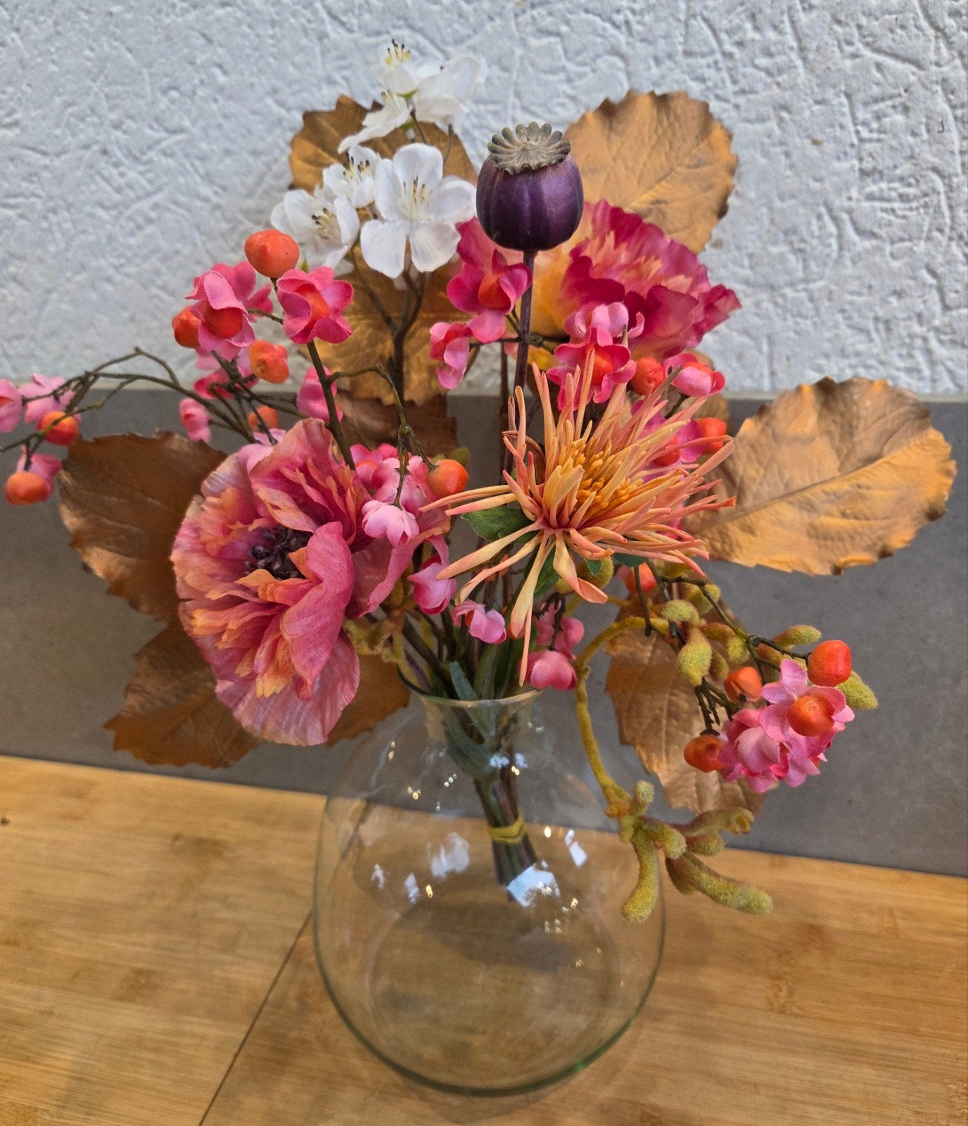 ZGN Silk-ka boeketje met prachtige kunstbloemen, Huis en Inrichting, Ophalen, Binnen, 35 cm, Silk-ka