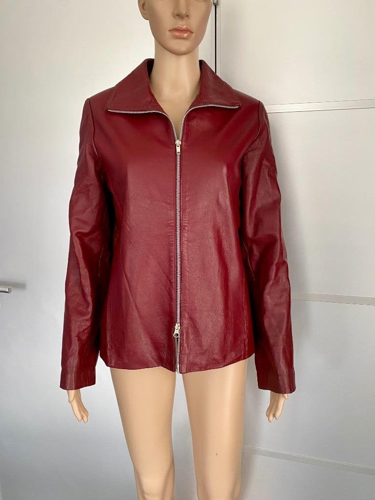 H839 Echt-leren jasje maat 38=M jack blazer colbert d-rood, Maat 38/40 (M), Ophalen of Verzenden, Zo goed als nieuw, Rood