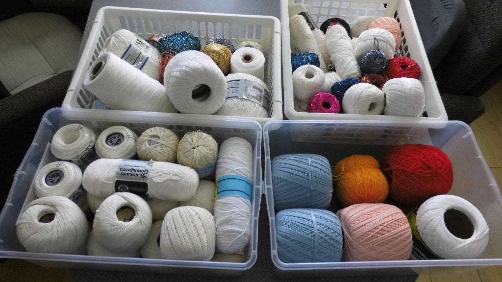 breien&haken/4plastic dozen/manden Garen., Ophalen of Verzenden, Nieuw, Haken, Overige typen