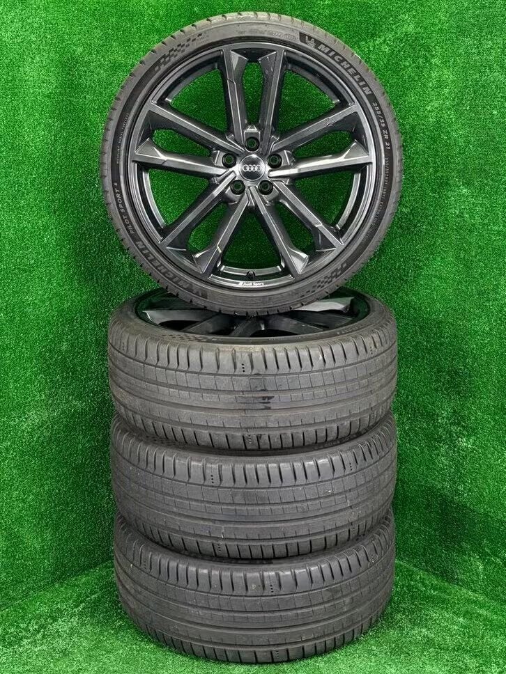 Originele 21 inch Audi Sport velgen met banden A6 S6 C8, Audi, Gebruikt, 255 mm, Banden en Velgen