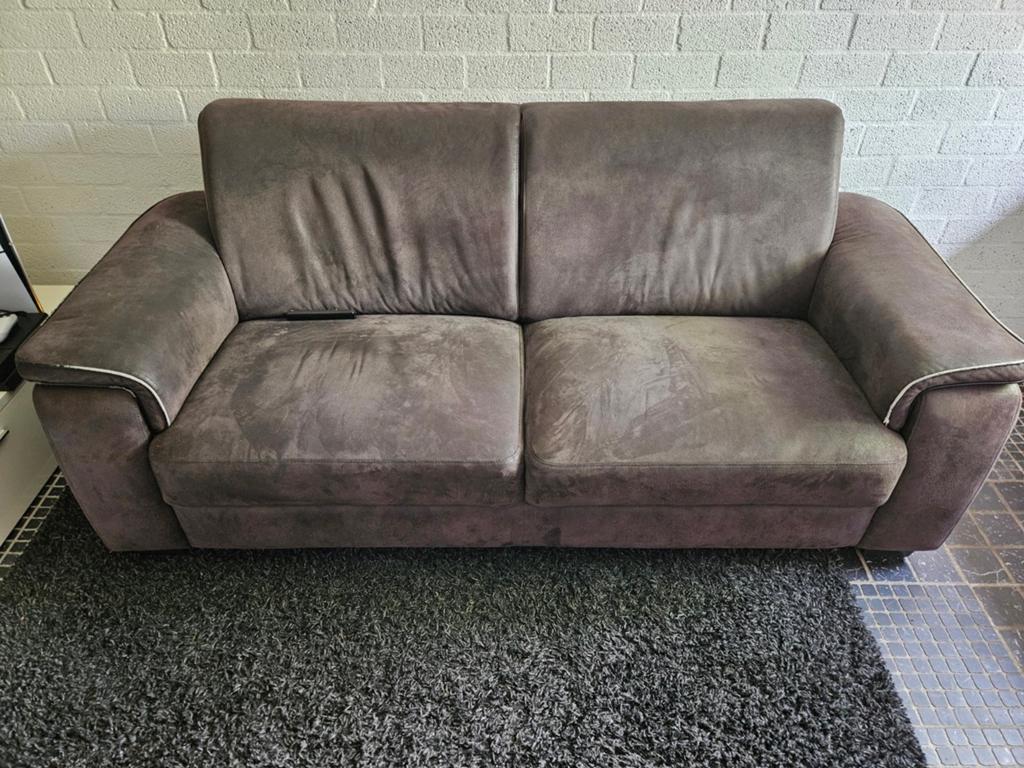 Comfortabele tweepersoonsbank - Bruin stof, Ophalen, Gebruikt, 150 tot 200 cm, Tweepersoons