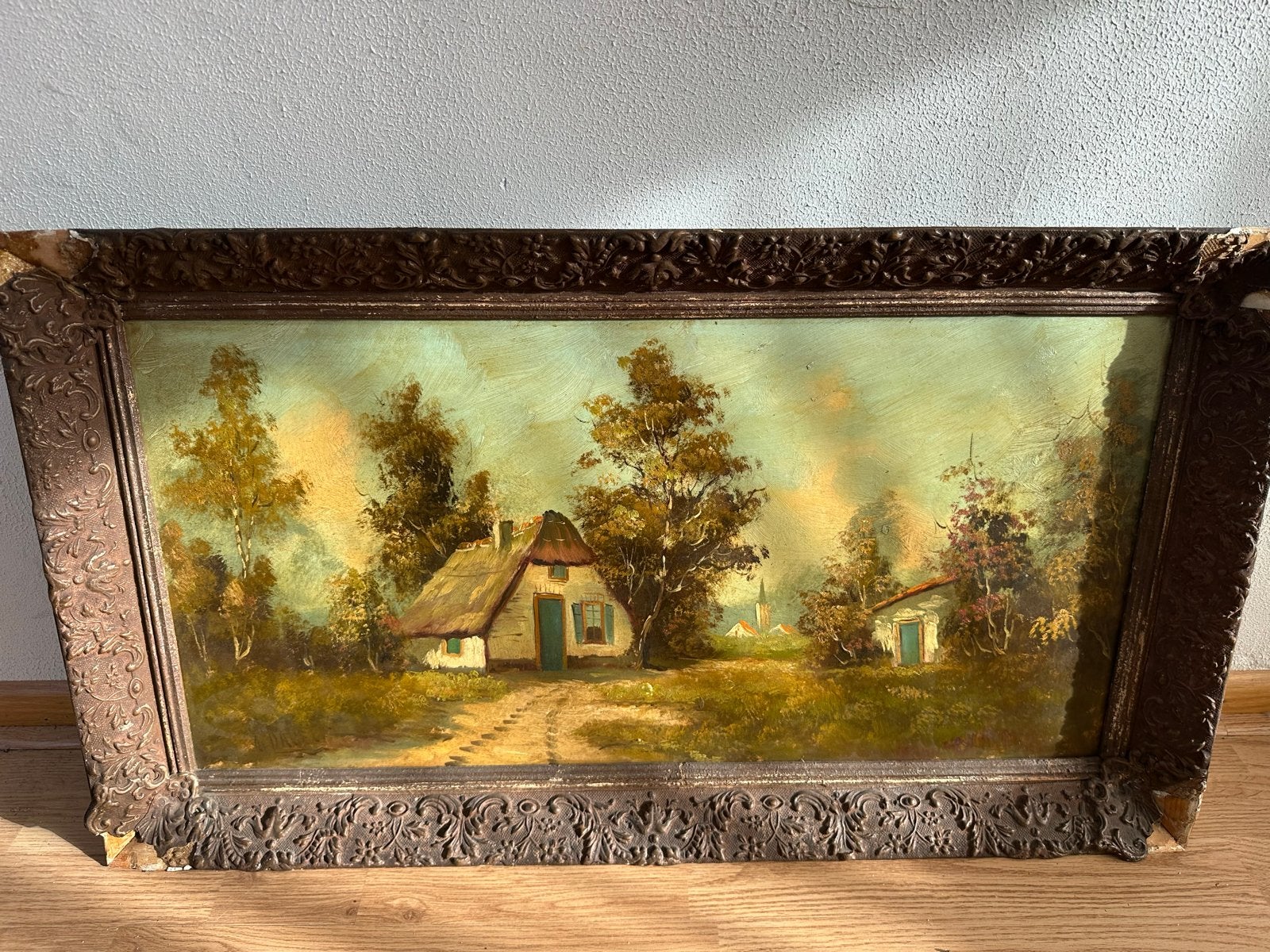 Oud Hollands Landschap met Boerderij - Olieverf Schilderij, Ophalen, Doek, Oud hollands, Landschap