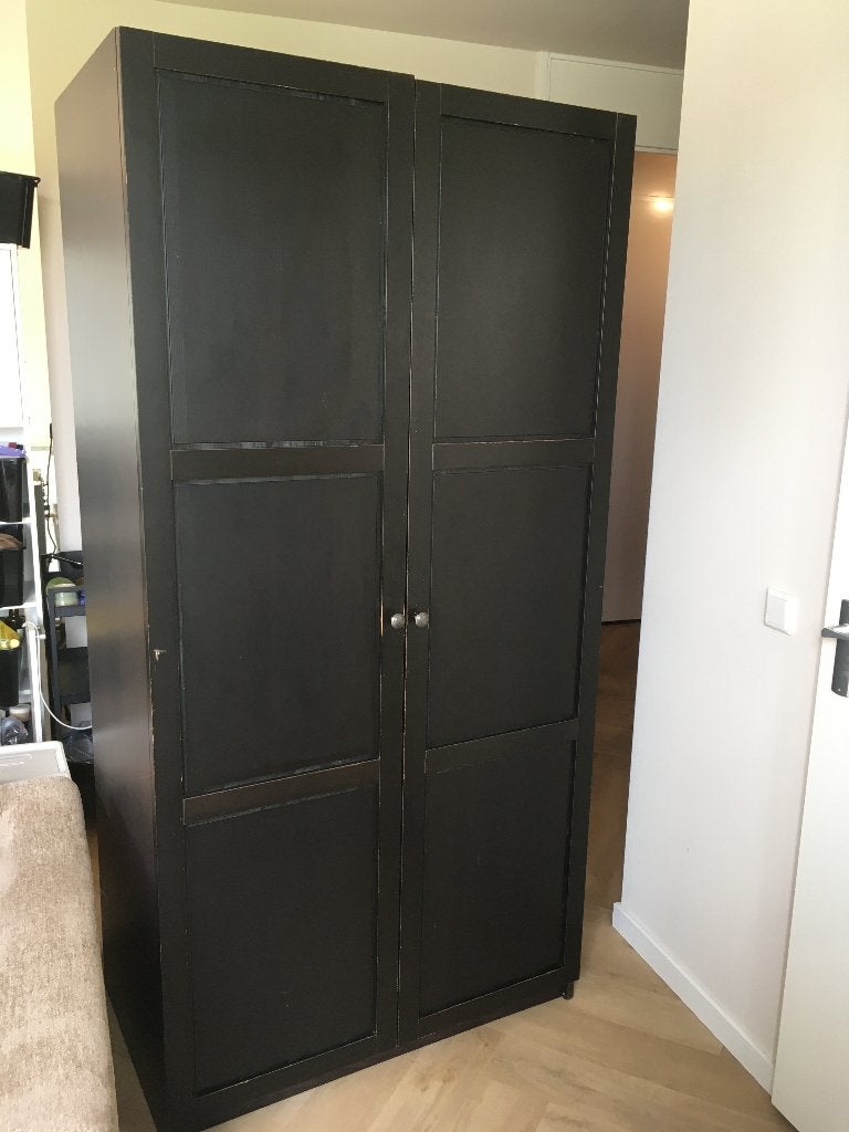 Ikea Pax kast zwartbruin 2 deurs met gebruikssporen, Gebruikt, 200 cm of meer, 50 tot 100 cm, Overige houtsoorten