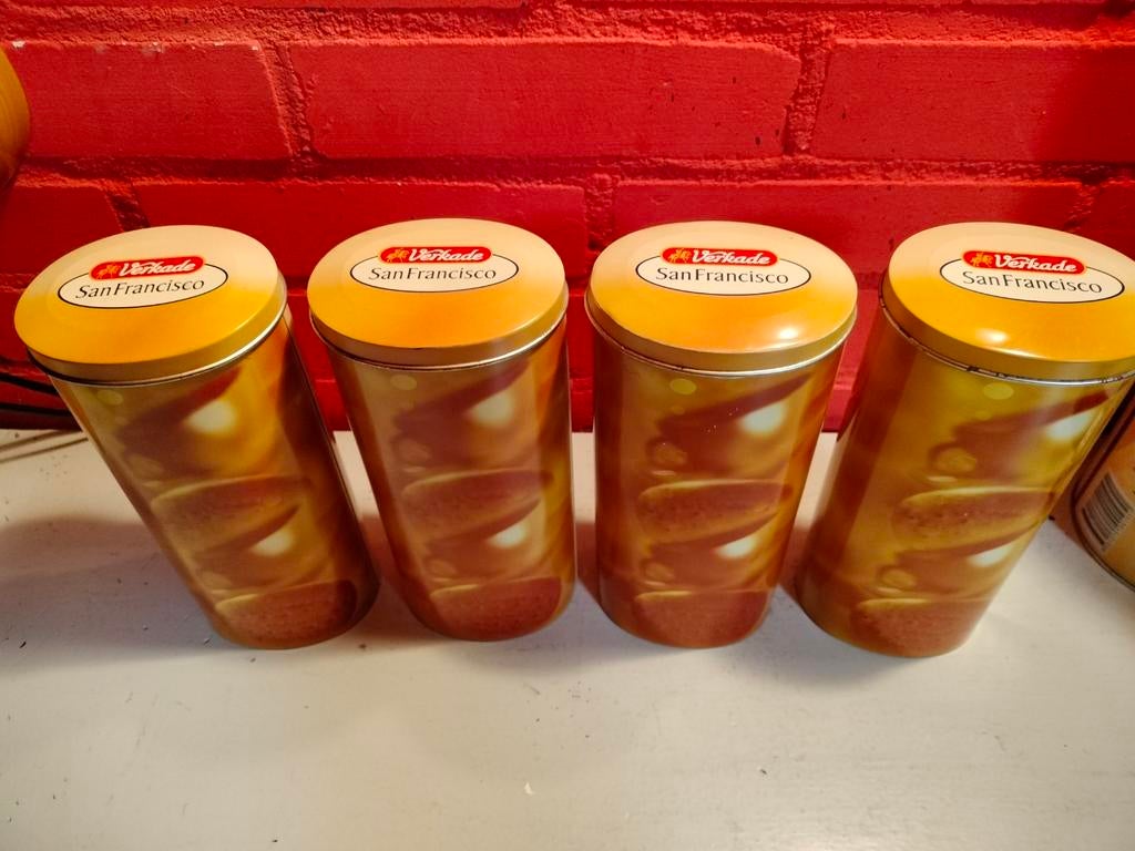 Verkade San Francisco koekjes voorraadbussen., Verzamelen, Blikken, Ophalen of Verzenden, Gebruikt, Koek(jes), Verkade