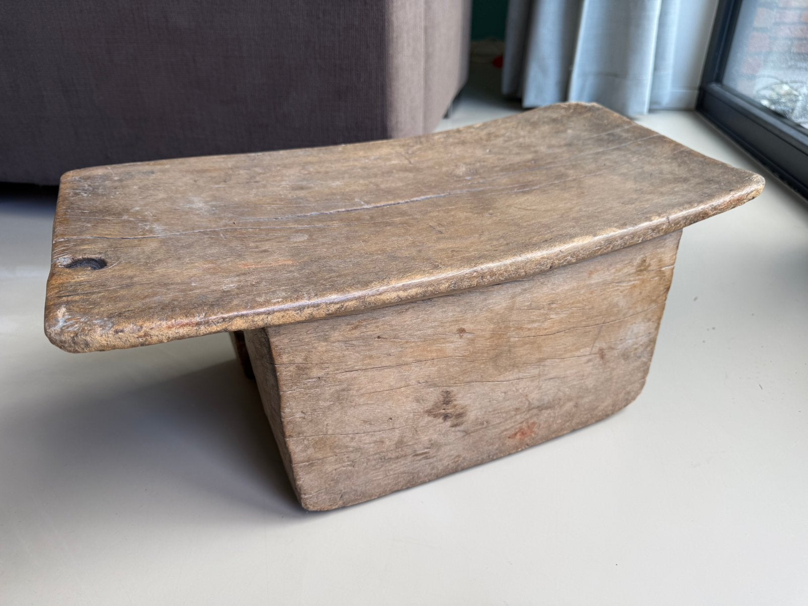 Antieke Afrikaanse houten kruk | monoxyl hout | Ashanti, Afrika, 21 cm, Houtsnijwerk, Ophalen