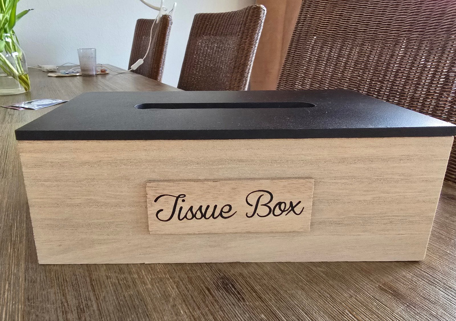 Tissuedoos hout/zwart, Ophalen of Verzenden, Zo goed als nieuw, Zwart, Hout
