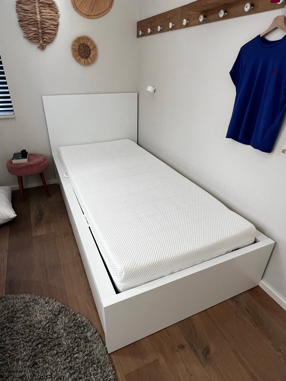 IKEA MALM bed met opberglades en matras, Ophalen, 90 cm, Eenpersoons, Wit