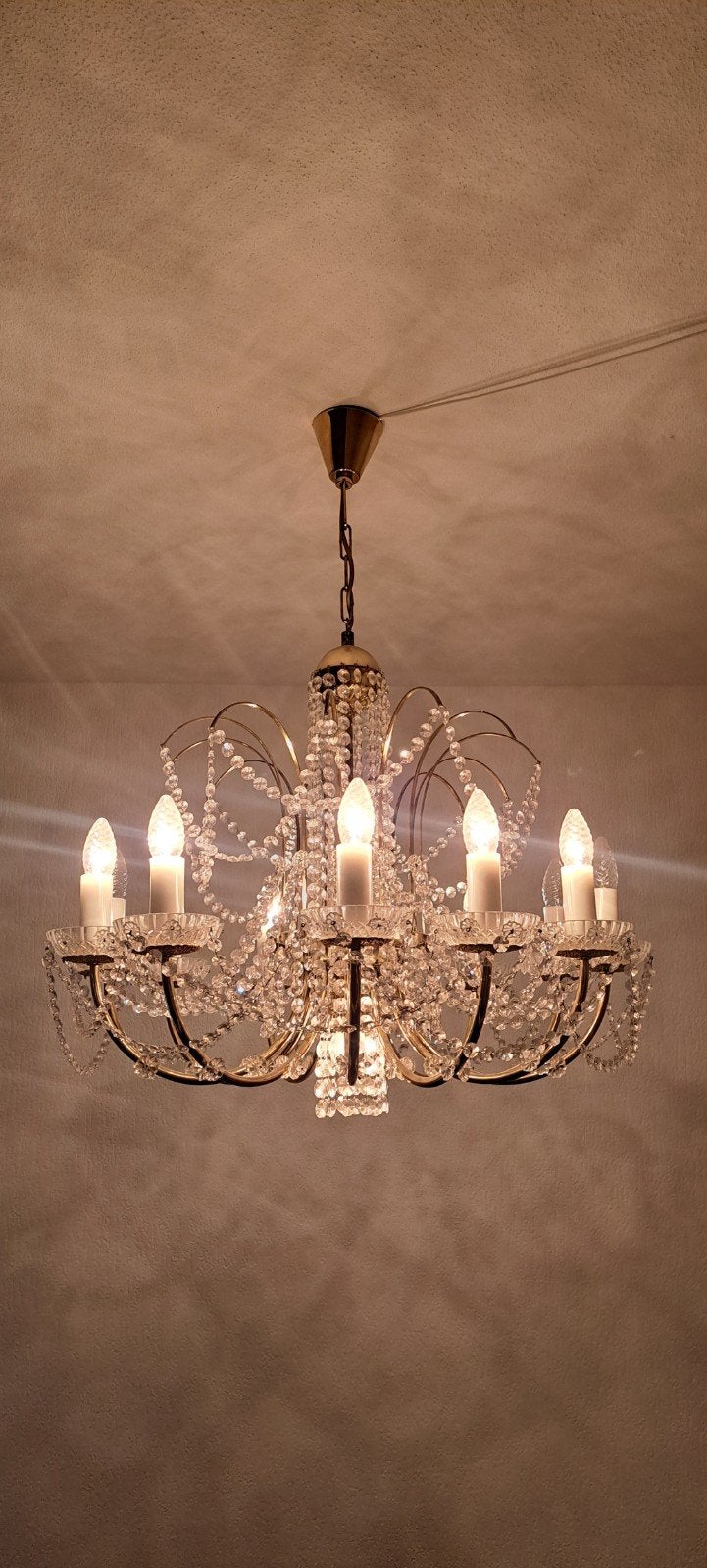 Prachtige kristallen kroonluchter - Klassiek design, Huis en Inrichting, Ophalen of Verzenden, Zo goed als nieuw, Glas, Klassiek, Elegant, Kristal