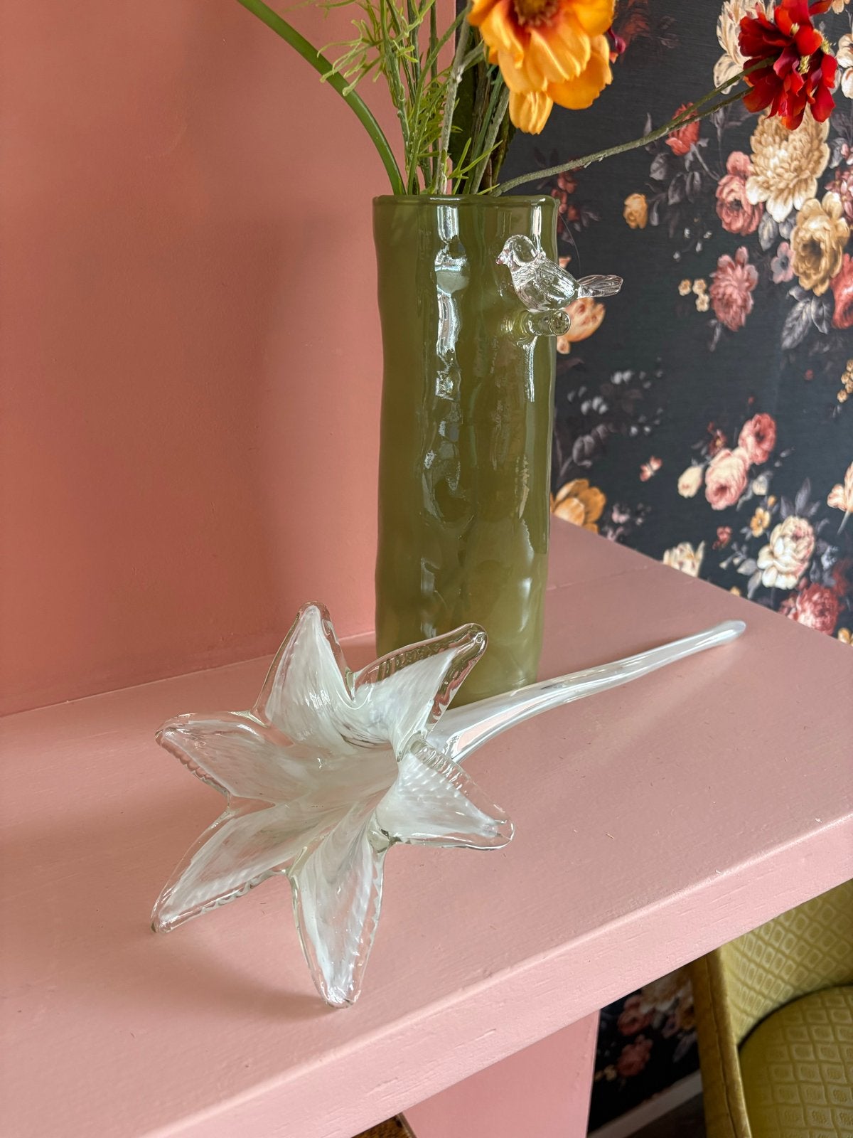 Vintage glazen lelie vaas - Uniek decoratiestuk, Ophalen