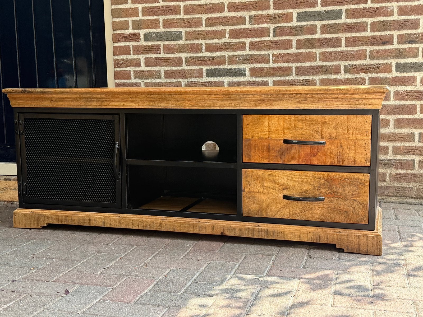 Mango hout TV-meubel, Ophalen, Gebruikt, 25 tot 50 cm