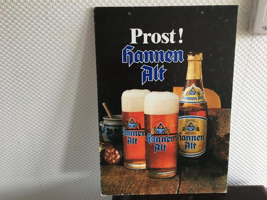 bier reclame Hannen alt Duits mancave bar, Verzenden, Zo goed als nieuw, Reclamebord, Plaat of Schild, Overige merken