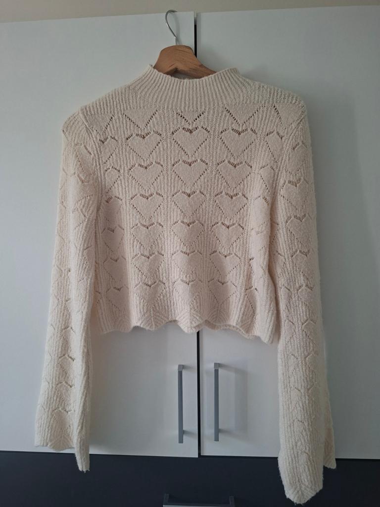 Only gebreide trui met hartjespatroon, maat M, Maat 38/40 (M), Only, Beige, Ophalen of Verzenden