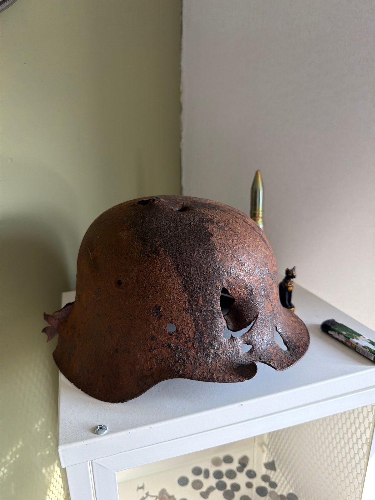 Duitse WOII helm - bodemvondst, Verzamelen, Ophalen, Landmacht, Duitsland, Helm of Baret