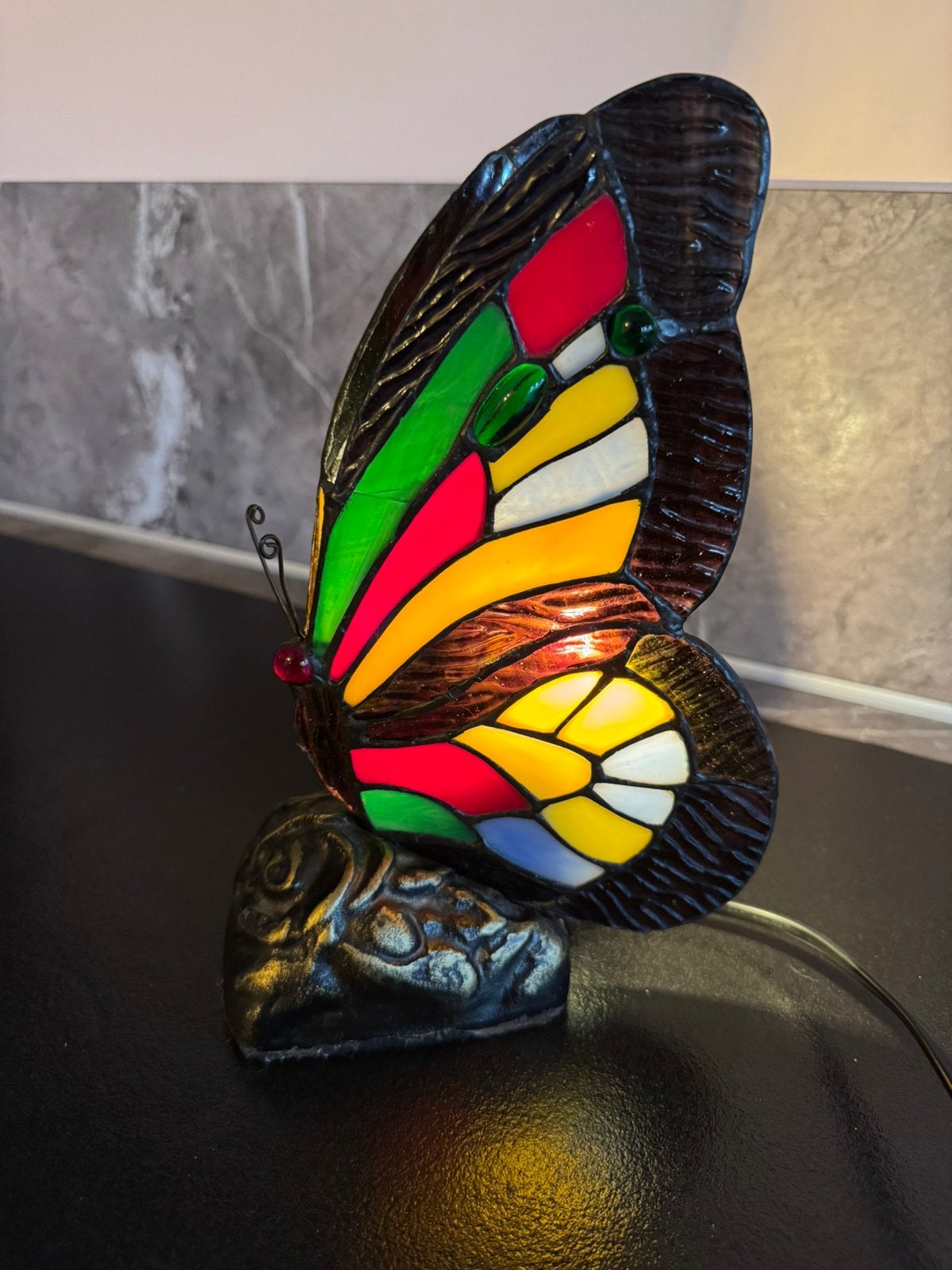 Tiffany vlinder lamp, Ophalen of Verzenden, Zo goed als nieuw, Glas, Art deco