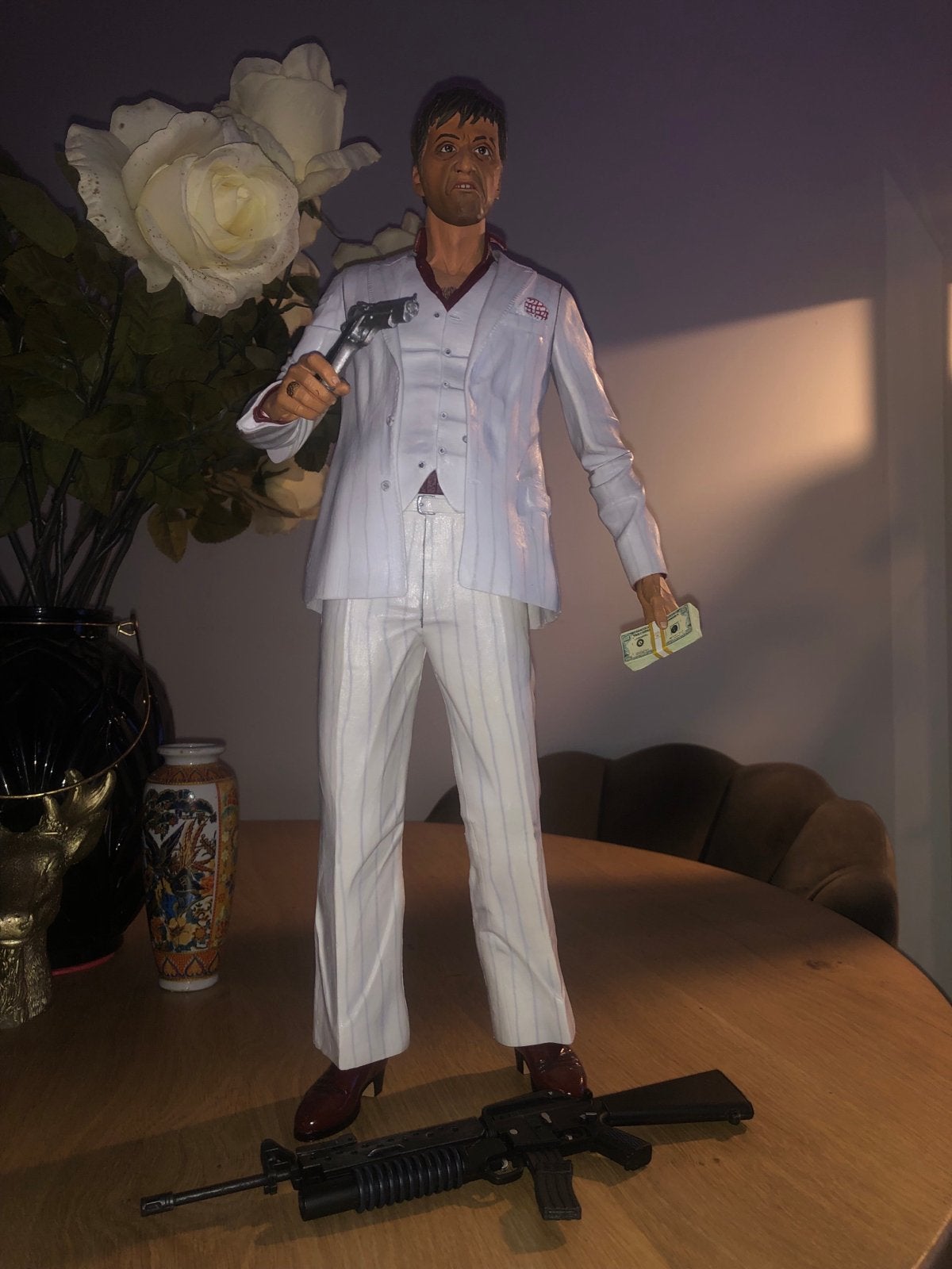 Scarface Tony Montana figure NECA met geluid, Ophalen of Verzenden, Zo goed als nieuw